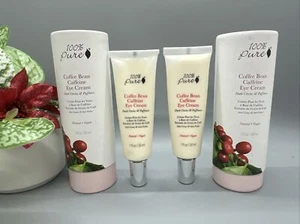 Lot 2, 100% Pure Coffee Bean Caffeine Eye Cream 1 fl oz Dark Circles & Puffiness - Picture 1 of 5