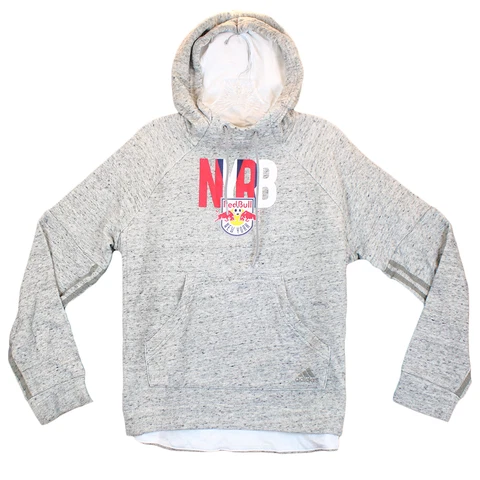 NEW New York Red Bulls Adidas Women's Inner Drop Large Logo Pullover Hoodie GRAY Cover
