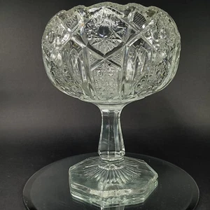 Smith Heritage geschliffenes Glas Kompott Standfuß Bonboniere, Sägezahn, Pinwheel, Vintage - Bild 1 von 10