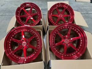19x8.5 F +35 | 19x9.5 R +30 | Aodhan DS09 5x114.3 Candy Red Wheels (Used Set) - Picture 1 of 8