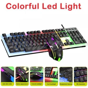 Computer Desktop Gaming Keyboard and Mouse Mechanical Feel Led Light Backlit - Picture 1 of 17