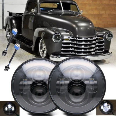 Par de faros LED redondos de 7" de ajuste alto/bajo para camioneta Chevy 47-1957 C20/30 61-1974 Foto 1 de 4