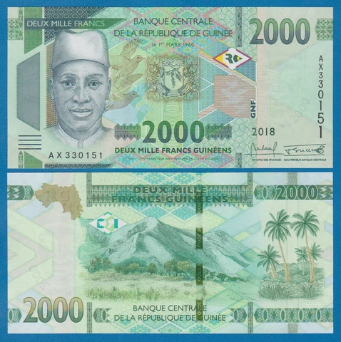 Guinea 2000 Francs P New 2018 UNC Cover