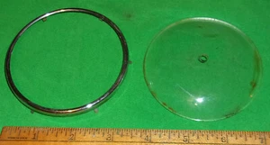 3 1/2 Inch Glass Stove Timer Lens w/ Center Hole & Chrome Bezel 1940's - Picture 1 of 3