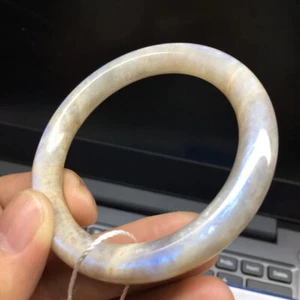 57mm Natural Strong Blue Light Moonstone Gemstone Crystal Bangle Bracelet AAA - Picture 1 of 1