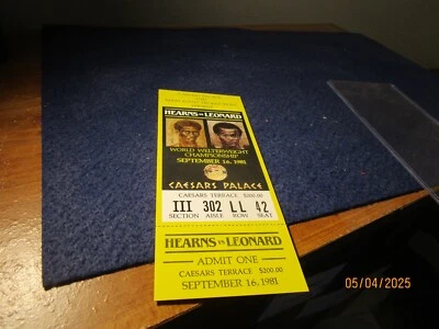 1981 Thomas Hearns Sugar Ray Leonard Boxing Full Boxing Ticket 9/16/81  Ceasars - Image 1 of 3