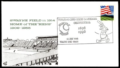 1996 Flag FDC Swayne Field Home of the Hens Toledo Ohio Cachet - Image 1 of 2