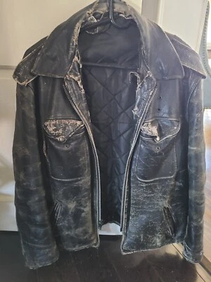 Jaqueta policial de couro vintage - Imagem 1 de 4