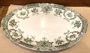 Plato para servir antiguo Wedgewood Raleigh verde y dorado porcelana semi real - Imagen 1 de 14