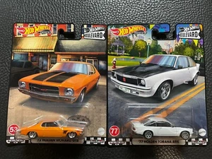 HOTWHEELS PREMIUM BOULEVARD ‘73 HOLDEN MONARO GTS ‘77 HOLDEN TORANA A9X - NEW - Bild 1 von 2