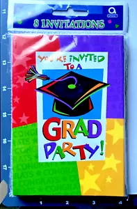 Amscan Graduation Party Invitations 8 Cards and Envelopes New - Picture 1 of 2