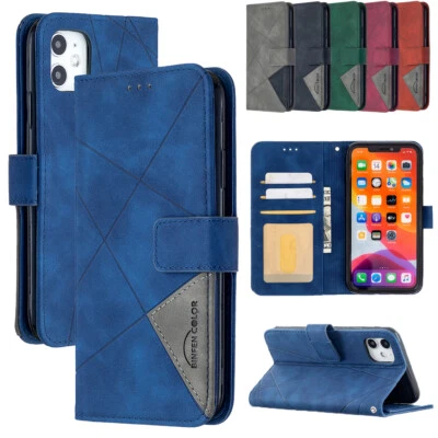 Leather Full Cover Stand Wallet Flip Case For iPhone 11 12 13 14 15 16 Pro XR X - Image 1 of 4