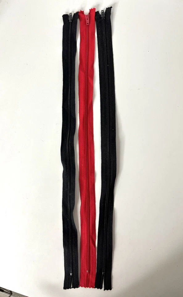 CONMAR Nylon Cremallera Resistente 16.5” #5 LOTE de 3 Usados Negro y Rojo De Colección Foto 1 de 1