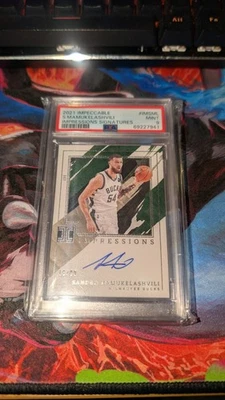 2021-22 Panini Impeccable Impressions Sandro Mamukelashvili RC Auto /99 PSA 9 - Image 1 of 3