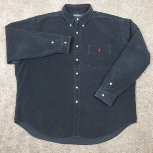 Vintage Ralph Lauren Shirt Mens XL Faded Black Red Pony Corduroy Big Button Up - Picture 1 of 9