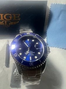 LIGE Cuarzo Profesional, WR30M, Giratorio, Aumentar en Fecha,Super Luminoso, Hombre’s. - Imagen 1 de 10