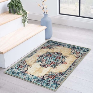 Indoor Non-Slip Area Rug, Floral Floor Decor, For Living Room, Bedroom, Kitch... - Picture 1 of 7