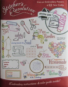 Stitcher's Revolution SEW CRAFTY Iron On Embroidery Transfer Pattern 12 Quilting - Picture 1 of 2