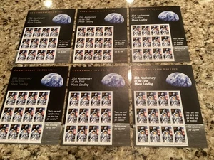 US Postage Stamp Sheets~ New, Unhinged Condition~ 25th Anniversary Moon Landing - Picture 1 of 4