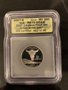 2007 S 25c State of Montana Silver Proof Quarter-ICG PR70 DCAM - Picture 1 of 2