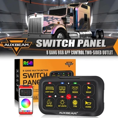 RGB 8 Gang Switch Panel Relay System bluetooth Control for Peterbilt Kenworth - Изображение 1 из 4