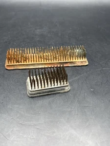 Zwei (2) Vintage Gusseisen Blumenfrosch Rechtecke Kenzan Japan Ikebana 2” 4” - Bild 1 von 6