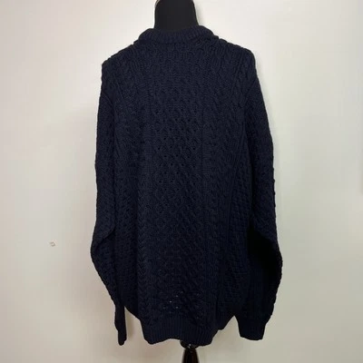 Orvis Sweater Mens Medium navy Made In Ireland Wool Crewneck Fisherman XXL - Image 1 of 4