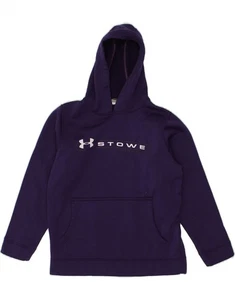 UNDER ARMOUR Boys Graphic Hoodie Jumper 9-10 Years Small Purple Polyester BI78 - Picture 1 of 3