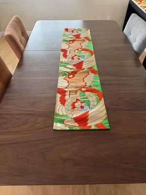Japanese Traditional Obi Table Runner Phoenix Embroidery Handmade - Image 1 of 4