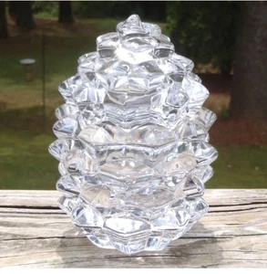TIFFANY Cristal Figura Otoño 🍂 Piña 4.75" CAJA BARATIJA Tarro 🫙 con Tapa - Imagen 1 de 12