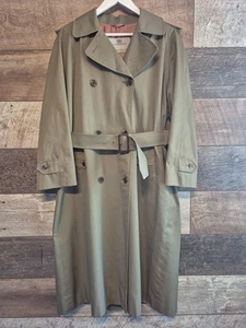 Gabardina vintage para damas *AQUASCUTUM Aqua 5* caqui con cinturón Reino Unido 8R - Imagen 1 de 19