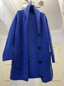 Iris Von Arnim Lange Kaschmir Strickjacke Blau Größe L Top Zustand - Bild 1 von 10