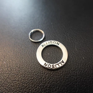 Allison Personalized Charm Silver Tone Circle Ring Engraved Name Gift - Picture 1 of 5