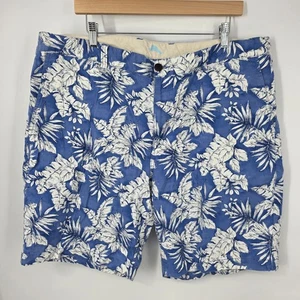 Tommy Bahama Men's Relaxed Chino Shorts Blue White Floral 9" Linen Blend 42 - Picture 1 of 7