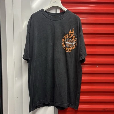 Vintage Harley Davidson Pocket T Shirt Flame 2000s Y2K Motorcycle USA XL Biker - Image 1 of 4