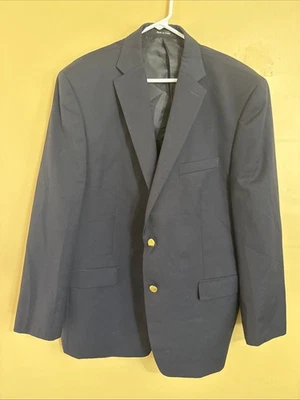 46R CHAPS Ralph Lauren Navy Blue Wool Blend 2 Button Blazer Gold Buttons - Image 1 of 4