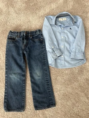 Jeans y camisa manga larga H&M Crew it’s talla 4 para niños Foto 1 de 4