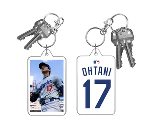 Shohei Ohtani Los Angeles Dodgers MLB Baseball 2 Sided Large Photo Keychain New - Picture 1 of 6