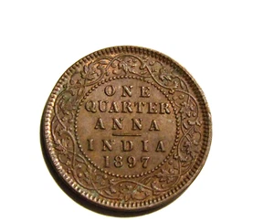 India-British 1897 1/4 Anna unc Old Coin - Picture 1 of 5