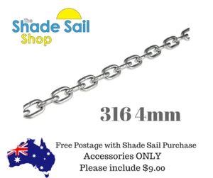 4mm 316 1 metre length Chain 316 Stainless steel for Shade sail installation - Picture 1 of 1