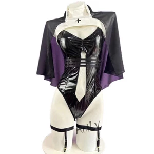Anime Monja Uniforme Juegos con disfraces Mujeres Cuero Transparente Hueco Body Disfraz Lo último - Imagen 1 de 6
