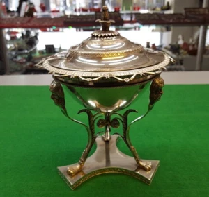 Antik 800 Silber Zucker Schüssel golden innen 1820 HERGESTELLT IN ITALIEN - Bild 1 von 5