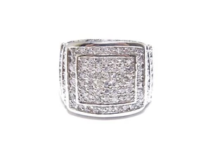 Anillo de forma cuadrada de circonita cúbica blanca corte redondo de plata .925 para hombre - Imagen 1 de 5