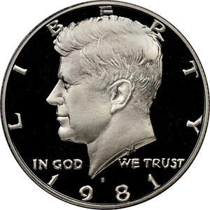1981-S Type 1 Kennedy Half Dollar Deep Cameo Proof 50C Fresh From Proof Set - Picture 1 of 2