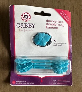 Gabby “Sweet Pea" Double-Face Double-Snap Barrettes Turquoise Grt Fr Pigtails - Picture 1 of 2