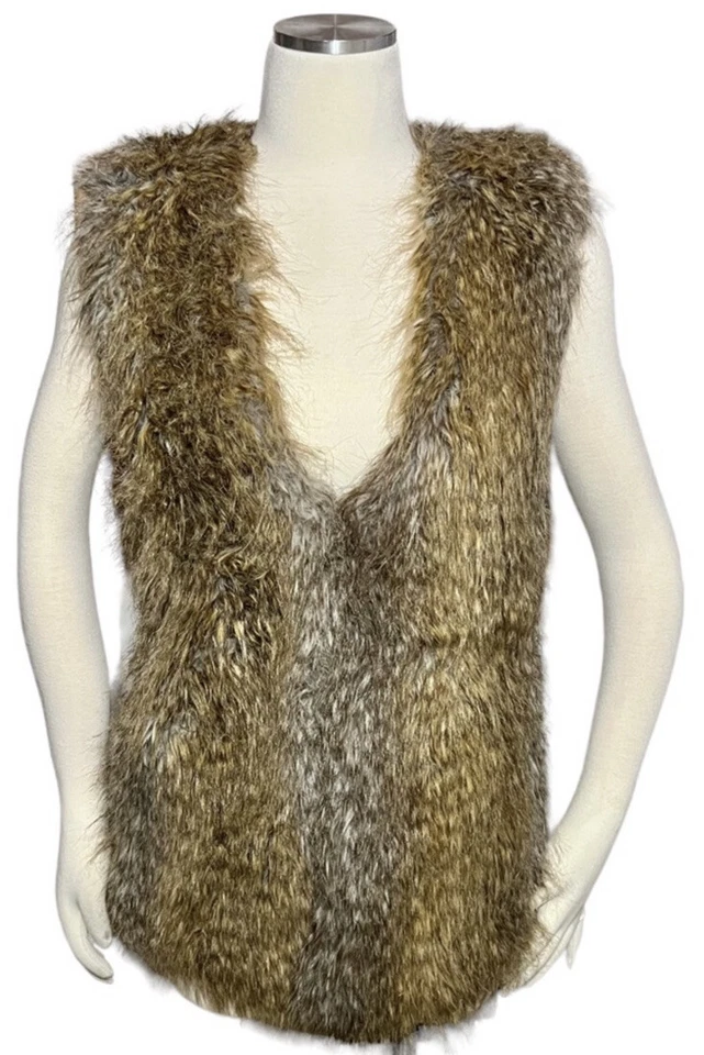 Chaleco de piel sintética Halston Heritage marrón para mujer talla 2 Foto 1 de 4