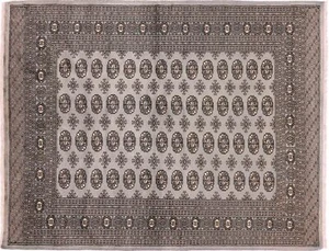 Pakistan Buchara Teppich 190x240 Handgeknüpft Grau Geometrisch Orient Kurzflor - Picture 1 of 8