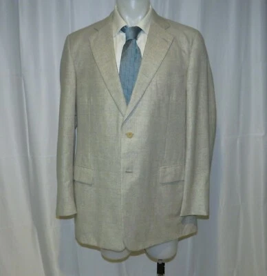 Paul Stuart Speckled Oatmeal Silk Linen Wool Two Button Suit Jacket 45XL - Image 1 of 4