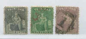 Trinidad 1864-72 4d emerald, 6d, and 1/ used - Picture 1 of 1