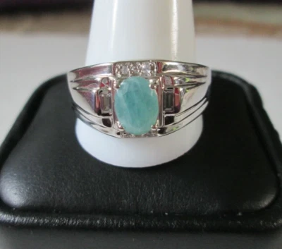 Anillo de grandidierita y circón de platino sobre ley para hombre (talla 13) TGW 1,40 ctw Foto 1 de 4